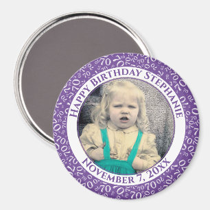 Aimant Numéro aléatoire Motif 70e anniversaire violet/bla