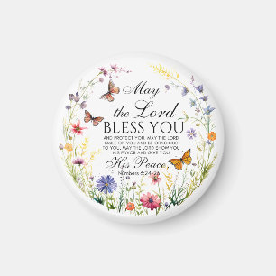 Aimant Numéros 6:24-26 Le Seigneur vous bénisse Fleur sau