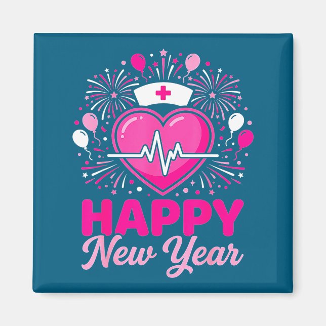 Aimant Nurse Crew Heartbeat Nye Countdown Party Year Happ (Devant)