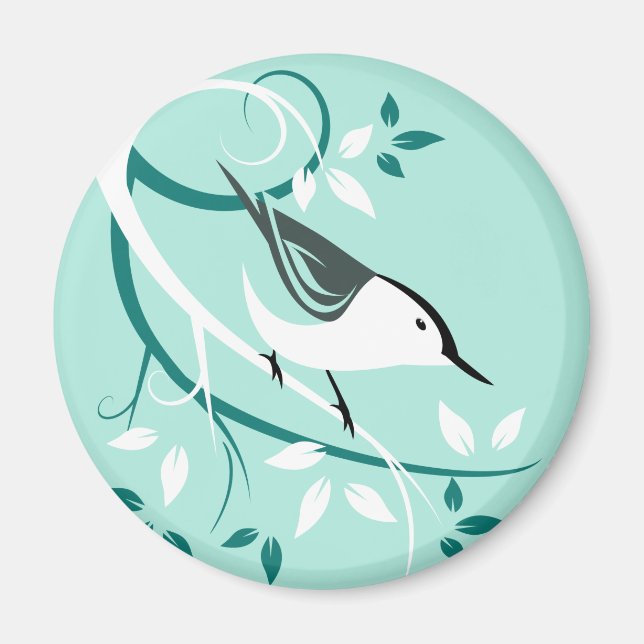 Aimant Nuthatch stylisé dans l'arbre (Devant)