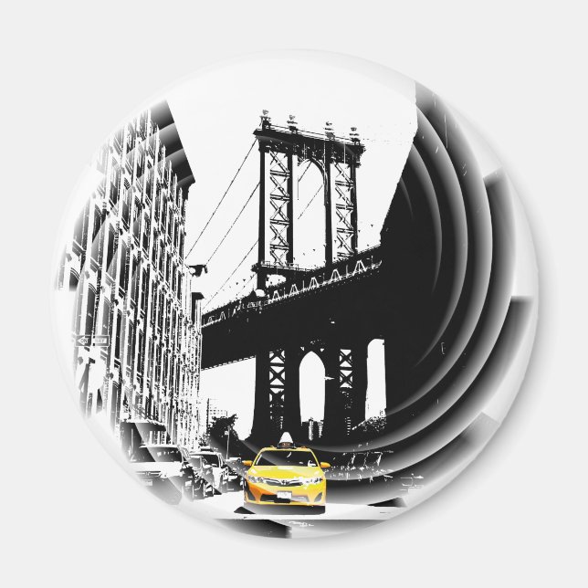 Aimant Ny New York City Taxi jaune Nyc Pop Art Image (Devant)