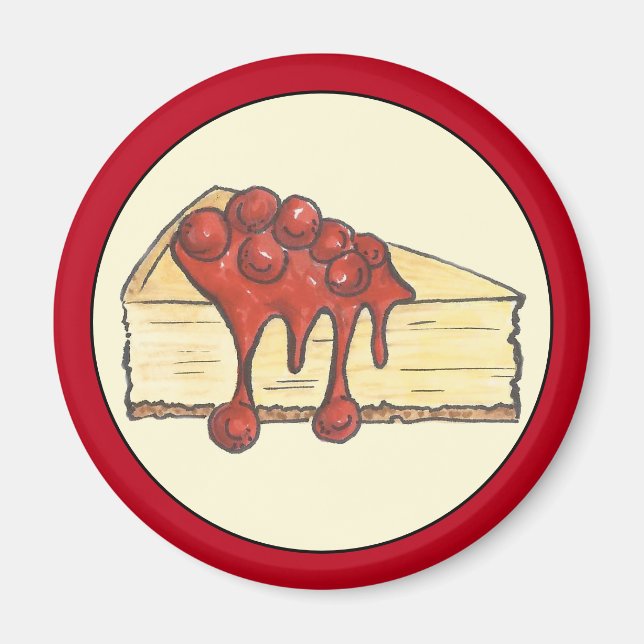 Aimant NYC Cerise Cheesecake Slice Dessert Cuisine de cui (Devant)