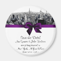 Nyc Gravé Fisheye Skyline NB Pourp Save the Date R
