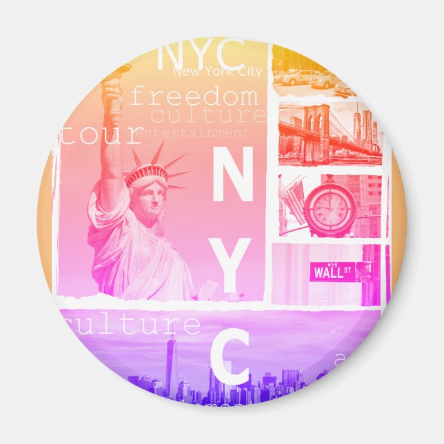 Aimant Nyc Liberty Statue Brooklyn Bridge New York City (Devant)