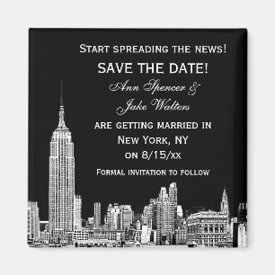 Aimant NYC Skyline 01 Gravé Fond DIY Couleur Enregistrez 