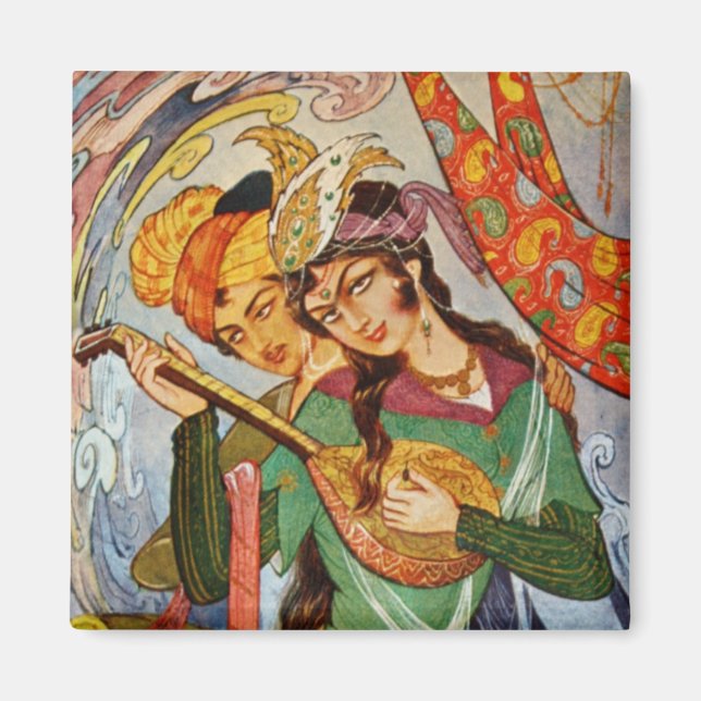 Aimant Nymphe miniature persane avec sanglier (Devant)