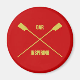 Aimant Oar, slogan inspirant et oars croisés rouge