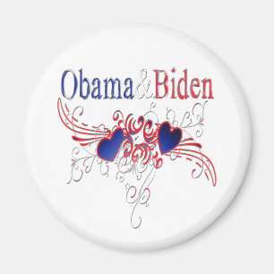 Aimant Obama Biden 2008 coeurs patriotiques