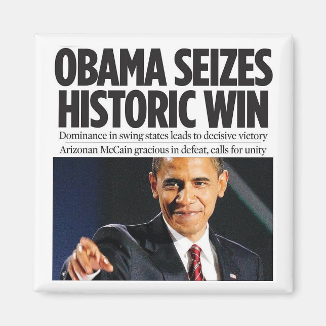 Aimant Obama saisit l'aimant de la victoire historique (Devant)