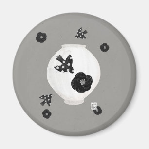 Aimant objet_22_camélia, oiseau et poterie