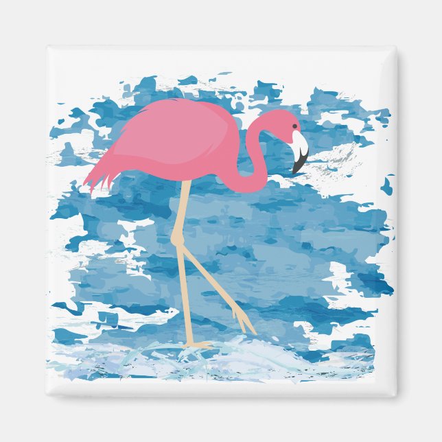 Aimant océan bleu Flamant rose (Devant)