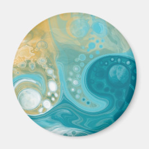 Aimant Ocean Blue Waves et Sandy Brown Fluid Art  