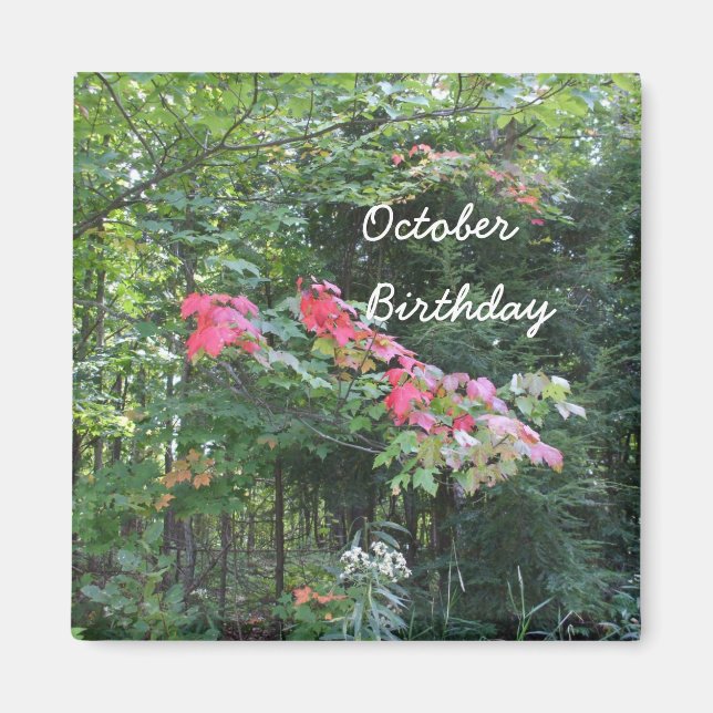 Aimant Octobre Anniversaire pour les feuilles d'automne (Devant)