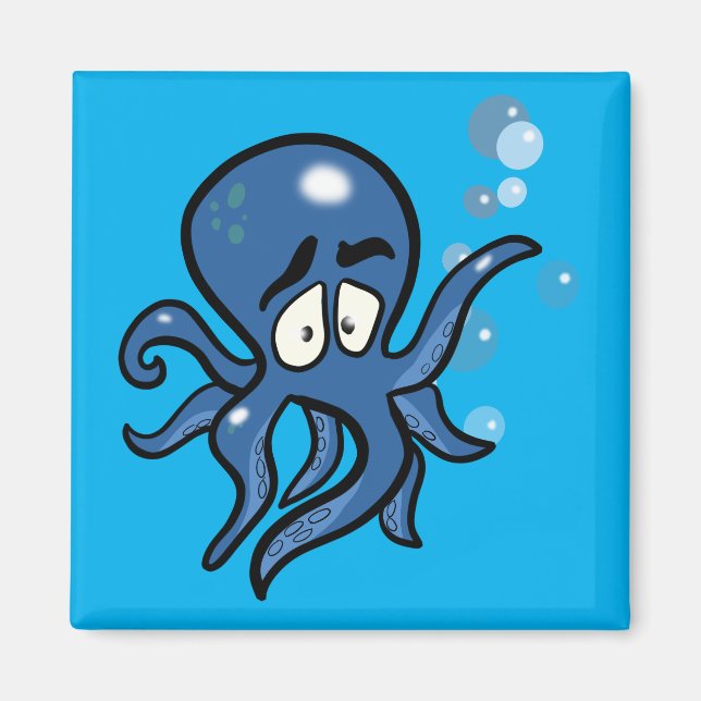 Aimant octopus de dessin bleu (Devant)