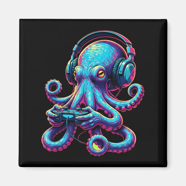 Aimant Octopus Gaming Animal Video Games Funny Octopus  (Devant)