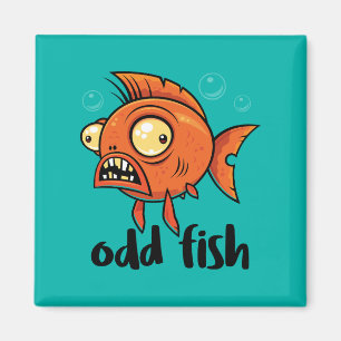 Aimant Odd Fish Quirky Funny Orange Goldfish Cartoon