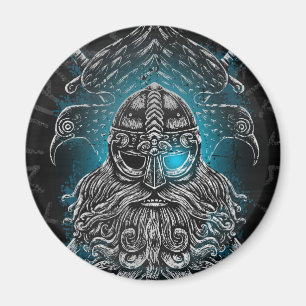 Aimant Odin Corbeaux et Épées Œil Lumineux Bleu dieu nord