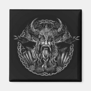 Aimant Odin et ses corbeaux Huginn et Muninn