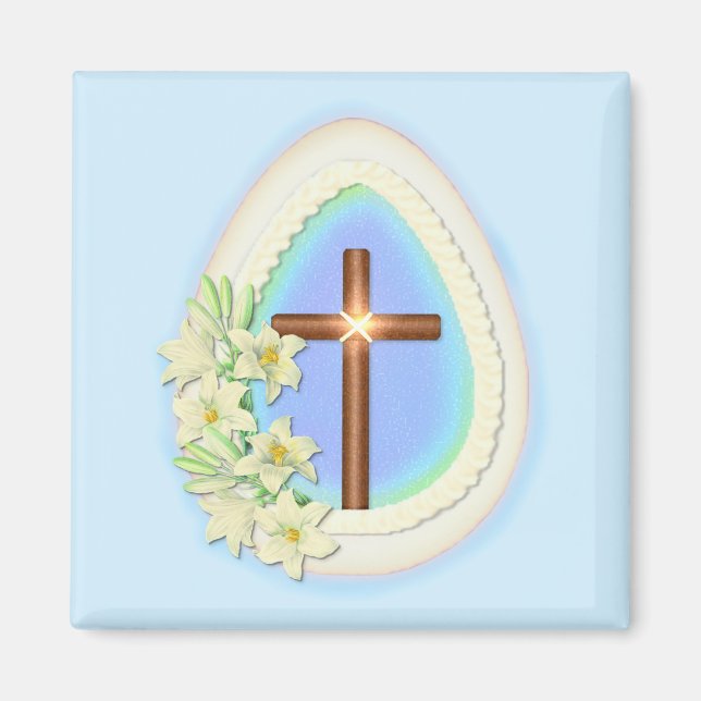 Aimant Oeuf de fenêtre et croix (Devant)