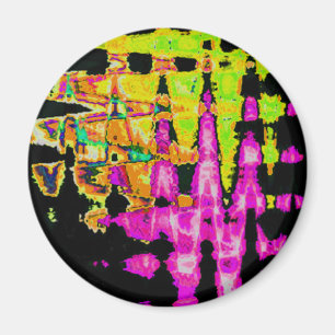 Aimant Oeuvre d'aquarelle unique : violet, noir et chaux