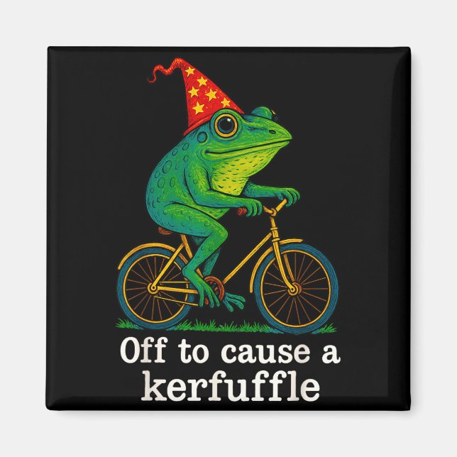Aimant Off To Cause A Kerfuffle Funny Frog Wizard Bicycle (Devant)