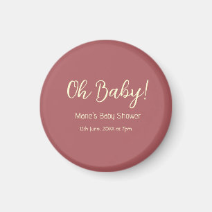 Aimant oh baby shower nom date maron simple minimal tenda