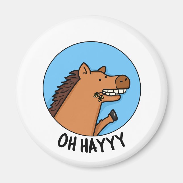 Aimant Oh Hayyyyy Funny Horse Pun (Devant)