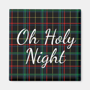 Aimant Oh Holy Night   Red & Green Plaid