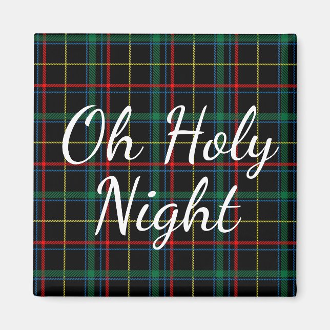 Aimant Oh Holy Night | Red & Green Plaid (Devant)