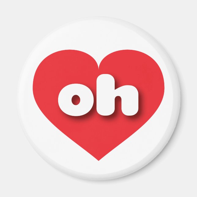Aimant Ohio coeur rouge - J'aime oh (Devant)