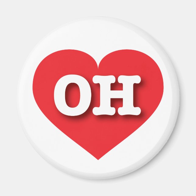 Aimant Ohio Red Heart - J'aime OH (Devant)