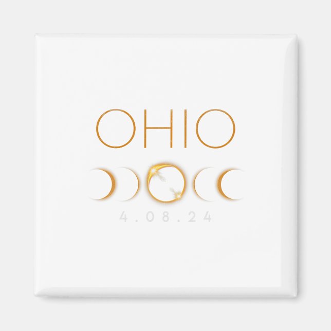Aimant Ohio Total Solaire Eclipse Avril 8 2024 Ohio Solar (Devant)