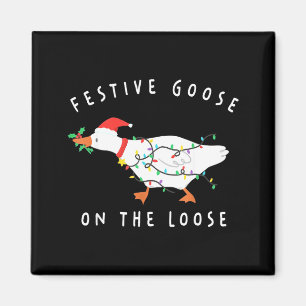 Aimant Oie festive en liberté drôle d'oie idiote rétro