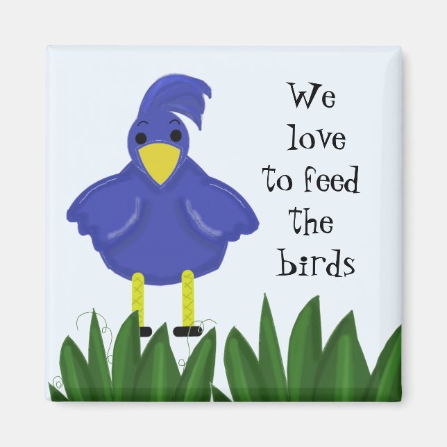 Aimant Oiseau Bleu avec Citation Mignonne (Devant)