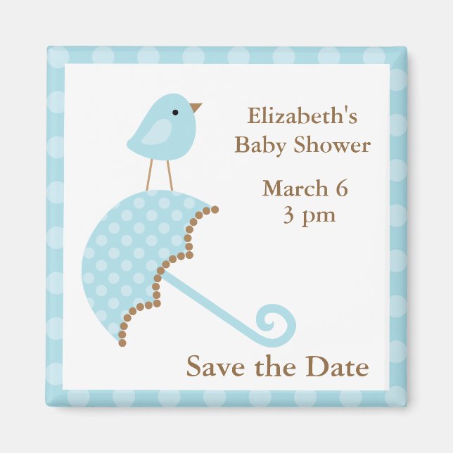 Aimant Oiseau bleu et parapluie (Devant)