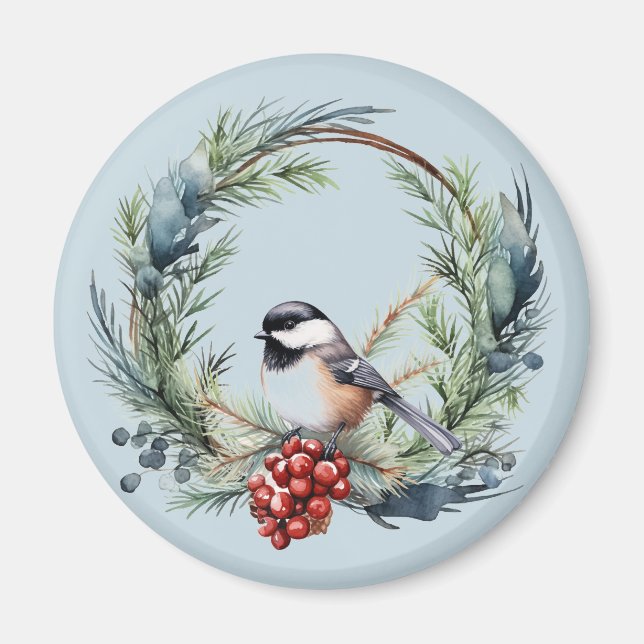 Aimant Oiseau de poule de Noël dans l'art de la couronne (Devant)