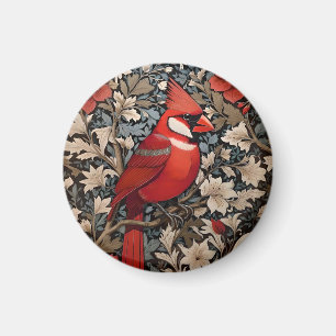 Aimant Oiseau du Cardinal du Nord William Morris Inspiré