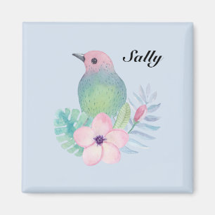 Aimant Oiseau et fleur à l'aquarelle