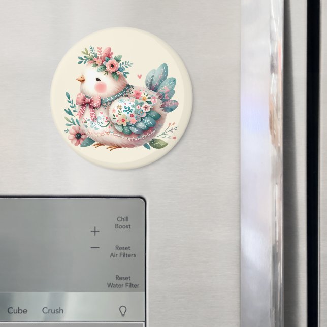 Aimant Oiseau folklorique floral au charme Pastel Boho (In situ (réfrigérateur))