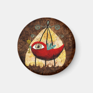 Aimant Oiseau rouge Vintage
