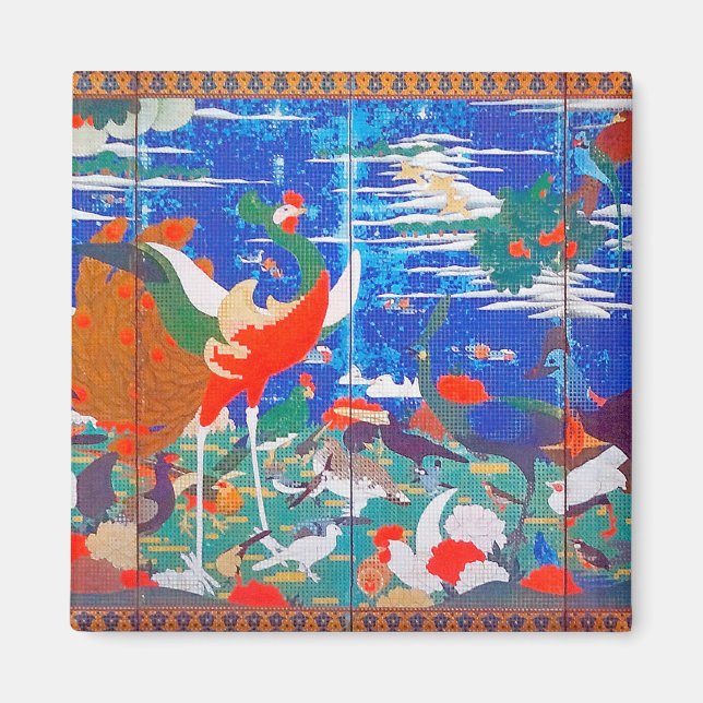 Aimant Oiseaux, animaux et Plantes floraux (à gauche) Jak (Devant)