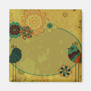 Aimant oiseaux vintages et design floral