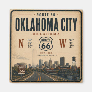 Aimant Oklahoma City Route 66 Coordonnées Souvenir