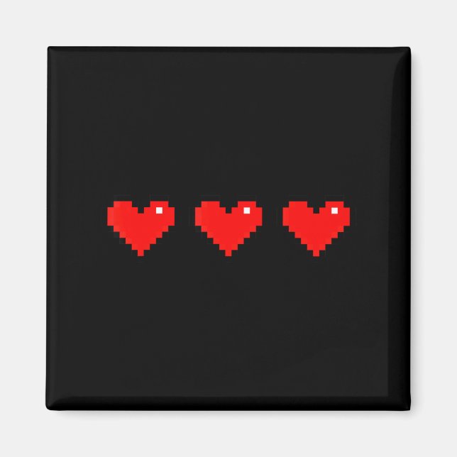 Aimant Old 8 Bit Heart Arcade Retro Xel Gamer Valentine's (Devant)