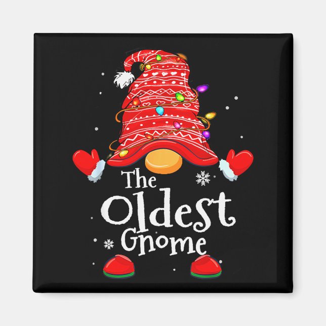 Aimant Oldest Gnome - Xmas Family Grandparents Christmas  (Devant)