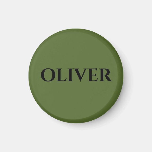 Aimant Olive Green et minimaliste Nom noir (Devant)