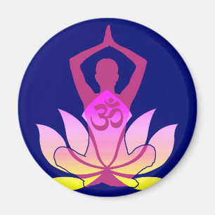 Aimant OM Namaste Spirituelle Lotus Flower Yoga on Blue