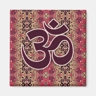 Aimant Om Symbole avec arrière - plan de design indien