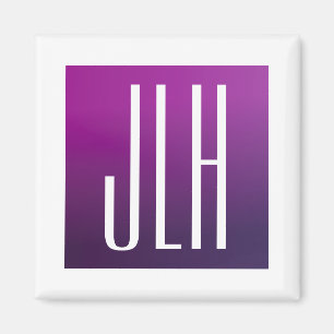 Aimant Ombre violet et initiales blanches ou autre texte