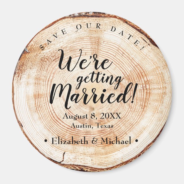 Aimant On se marie Rustic Mariage Wood Custom (Devant)